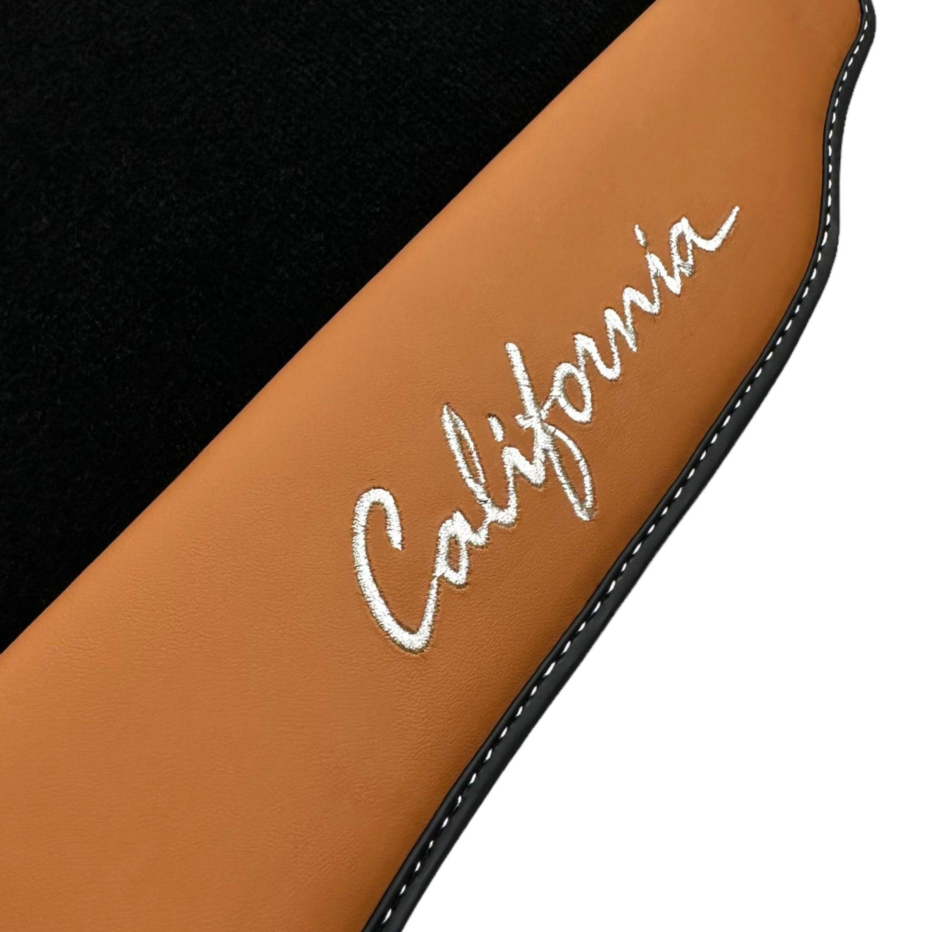 Black Floor Mats for Ferrari California (2008-2014) with Cuoio Nappa Leather - AutoWin