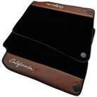 Black Floor Mats For Ferrari California T 2015–2018 with Brown Leather - AutoWin