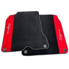Black Floor Mats For Ferrari California T (2015-2018) with Red Alcantara Leather - AutoWin