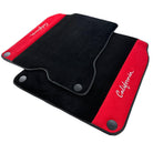 Black Floor Mats For Ferrari California T (2015-2018) with Red Alcantara Leather - AutoWin