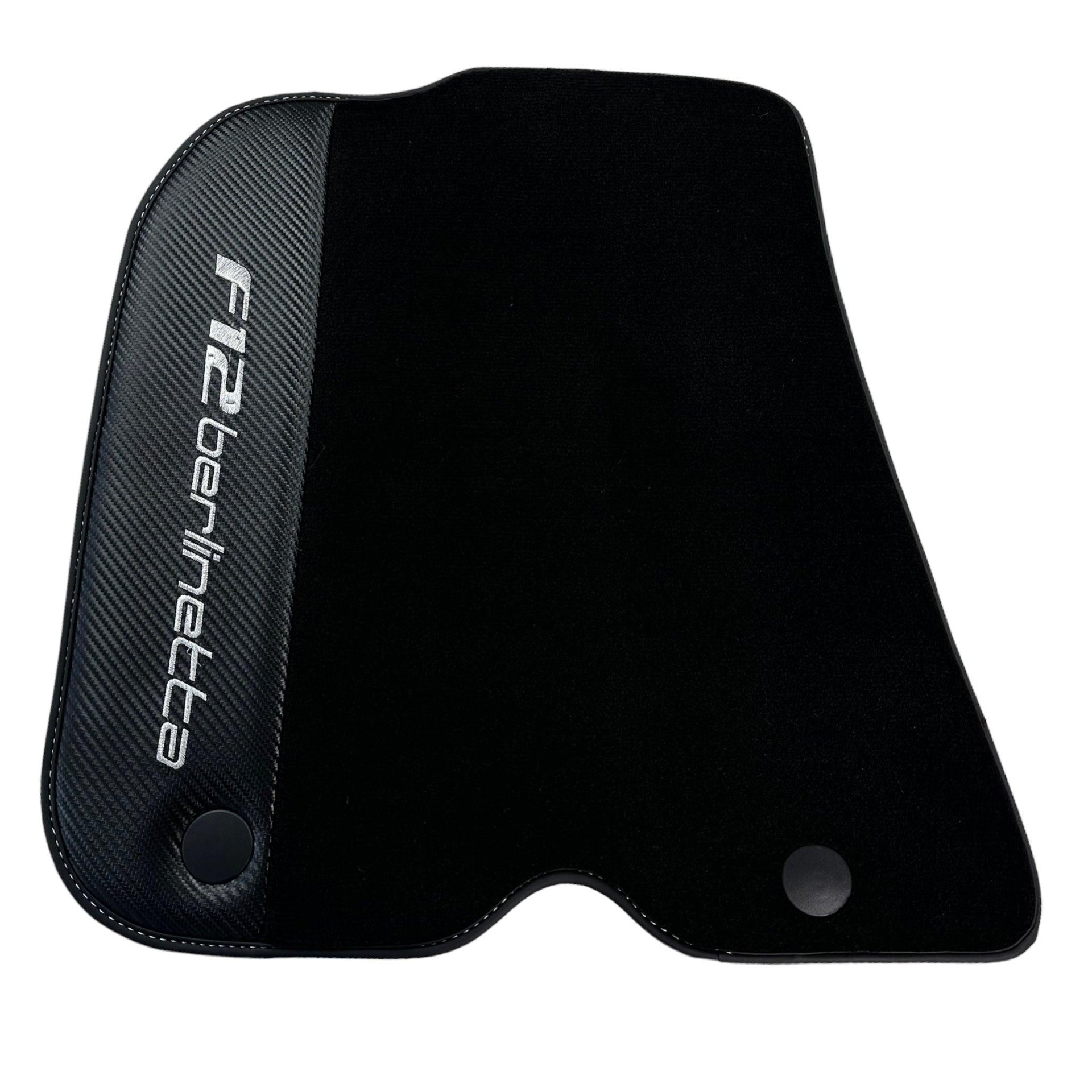 Black Floor Mats for Ferrari F12 Berlinetta (2012-2022) with Carbon Leather - AutoWin
