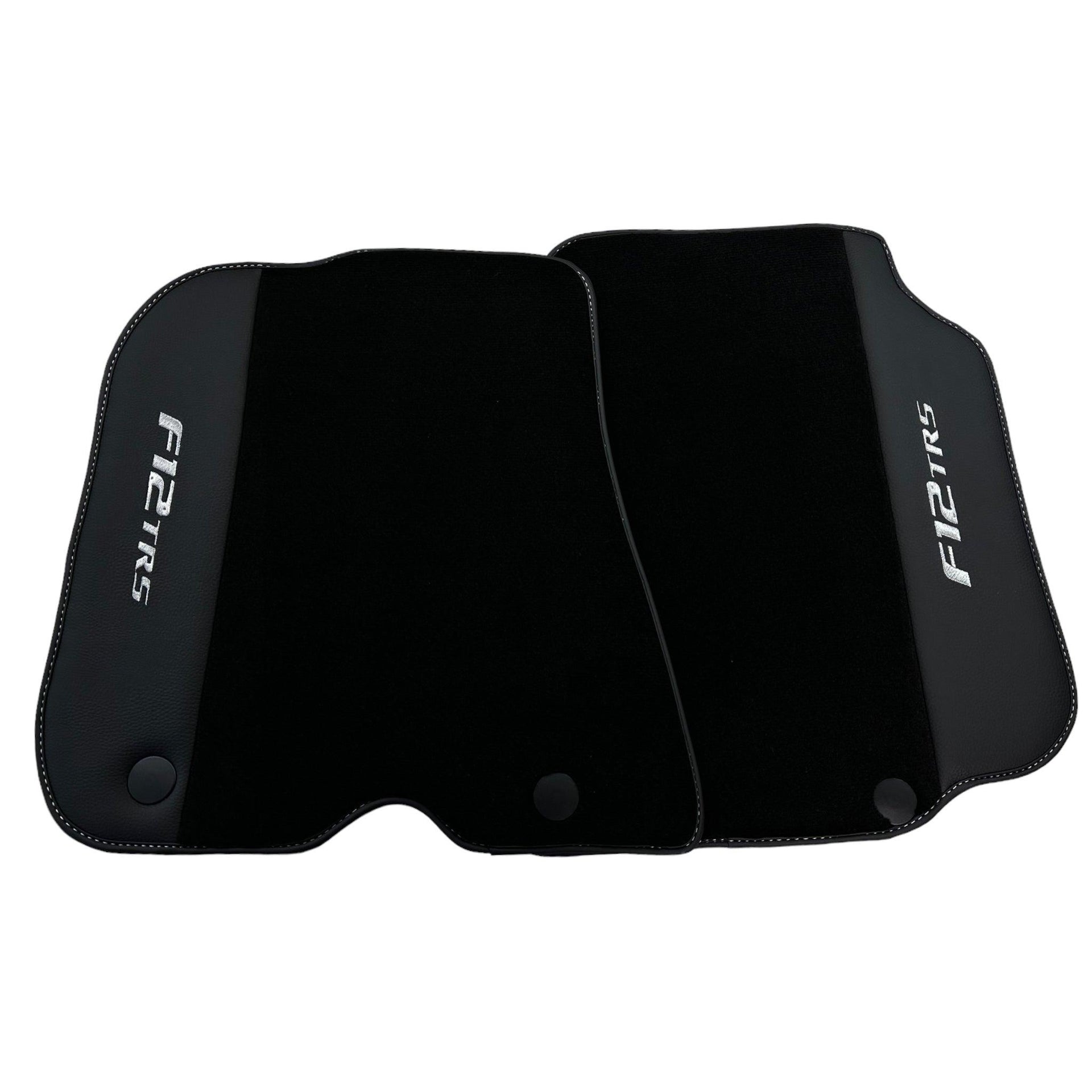 Black Floor Mats for Ferrari F12 TRS (2014) with Leather - AutoWin