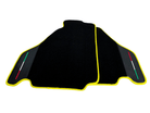 Black Floor Mats For Ferrari F430 2004-2009 With Carbon Fiber Leather Yellow Trim - AutoWin