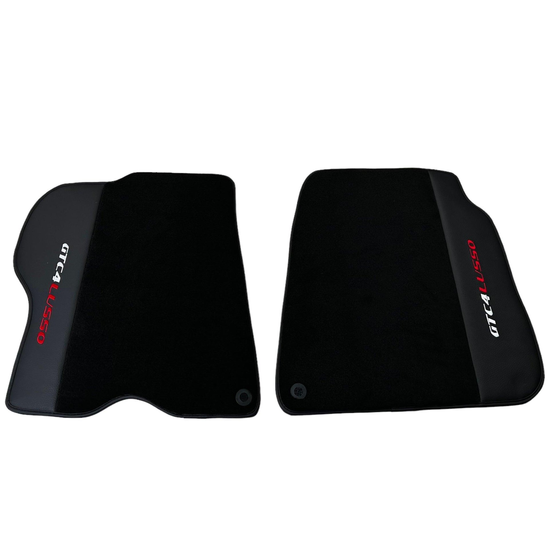 Black Floor Mats For Ferrari GTC4 Lusso (2016-2023) with Leather - AutoWin