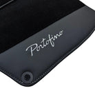 Black Floor Mats For Ferrari Portofino (2018-2023) With Leather - AutoWin
