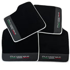 Black Floor Mats for Ferrari Purosangue with Leather and White Trim | Italian Edition - AutoWin
