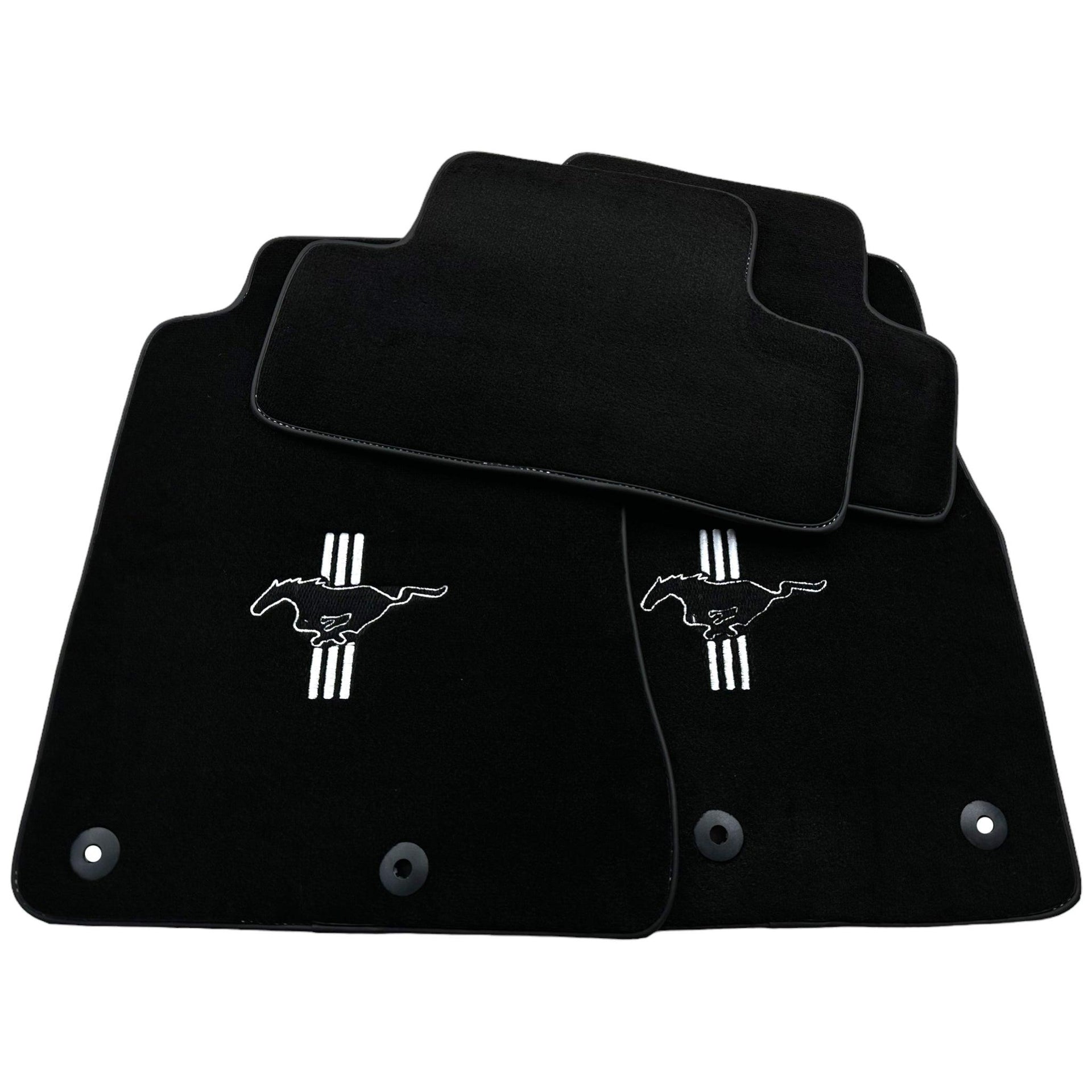 Black Floor Mats For Ford Mustang V FL (2011-2014) With Pony - AutoWin