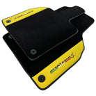 Black Floor Mats for Lamborghini Aventador S with Yellow Alcantara Leather - AutoWin