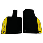 Black Floor Mats for Lamborghini Aventador S with Yellow Alcantara Leather - AutoWin