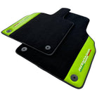 Black Floor Mats for Lamborghini Aventador With Green Leather - AutoWin