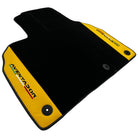 Black Floor Mats for Lamborghini Aventador with Yellow (Giallo Taurus) Nappa Leather - AutoWin