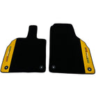 Black Floor Mats for Lamborghini Aventador with Yellow (Giallo Taurus) Nappa Leather - AutoWin