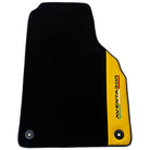 Black Floor Mats for Lamborghini Aventador with Yellow (Giallo Taurus) Nappa Leather - AutoWin