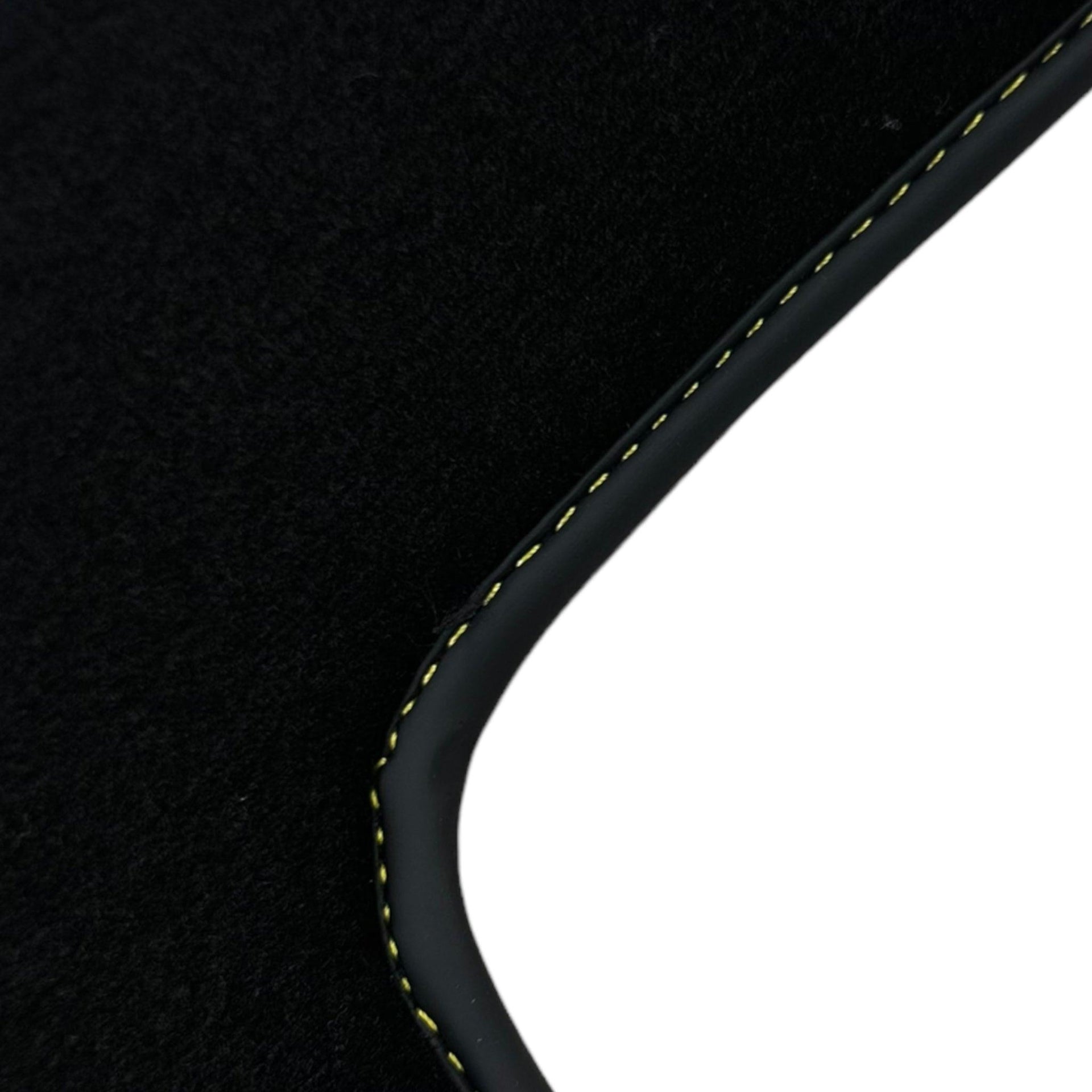 Black Floor Mats for Lamborghini Aventador with Yellow (Giallo Taurus) Nappa Leather - AutoWin