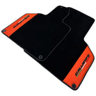 Black Floor Mats for Lamborghini Gallardo With Orange Arancia Mira Nappa Leather - AutoWin