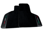 Custom Black Floor Mats for Lamborghini Huracan STO With Carbon Fiber Leather Orange Sewing