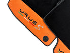 Black Floor Mats For Lamborghini Urus S With Orange Alcantara Leather - AutoWin