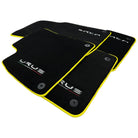 Black Floor Mats For Lamborghini Urus Tailored With Yellow Trim - AutoWin