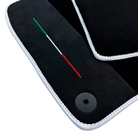 Black Floor Mats For Lamborghini Urus With Alcantara Leather White Trim - AutoWin