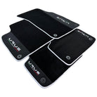Black Floor Mats For Lamborghini Urus With Alcantara Leather White Trim - AutoWin