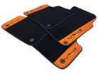 Black Floor Mats For Lamborghini Urus With Orange Alcantara Leather - AutoWin