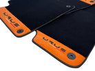 Black Floor Mats For Lamborghini Urus With Orange Alcantara Leather - AutoWin