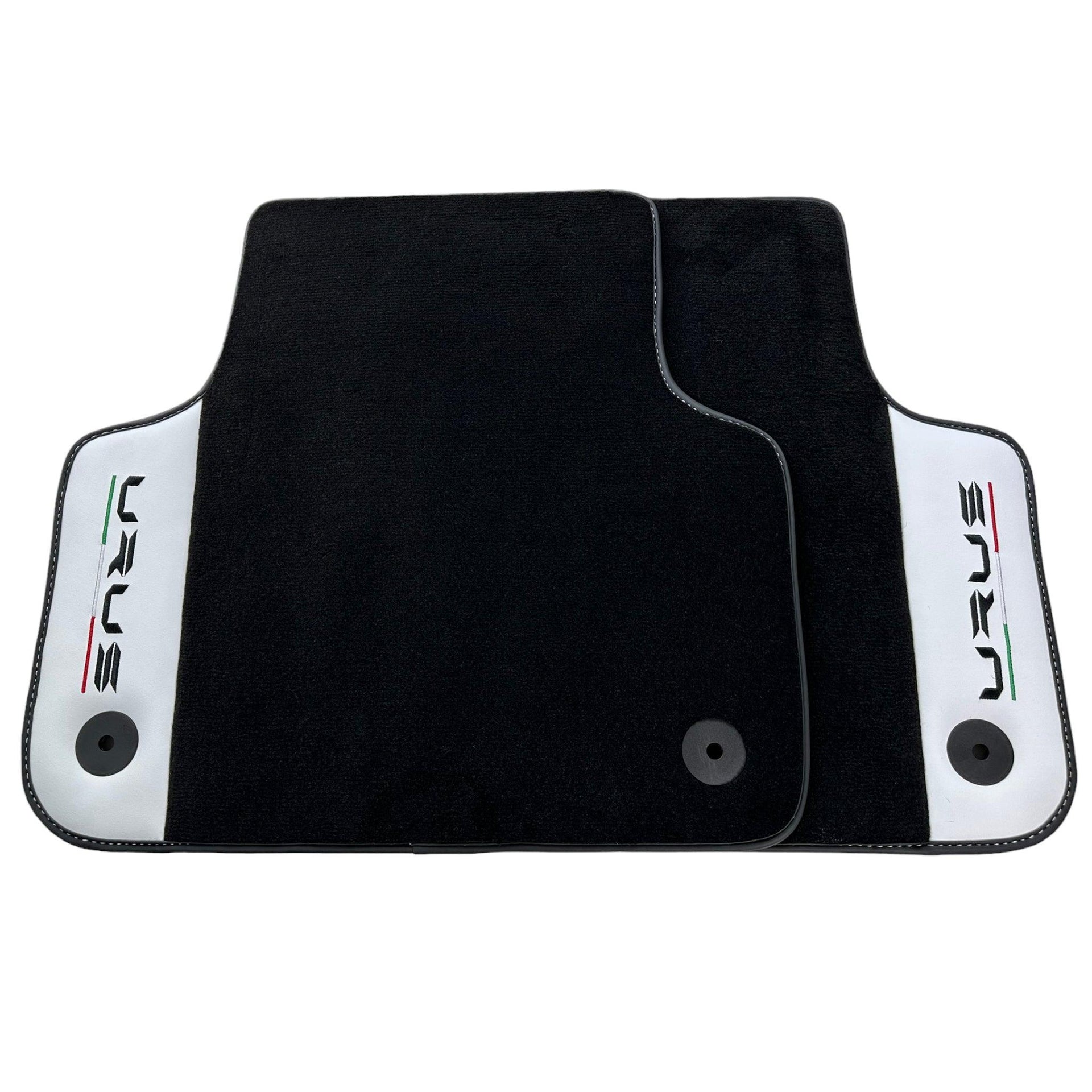 Black Floor Mats for Lamborghini Urus With White Leather - AutoWin