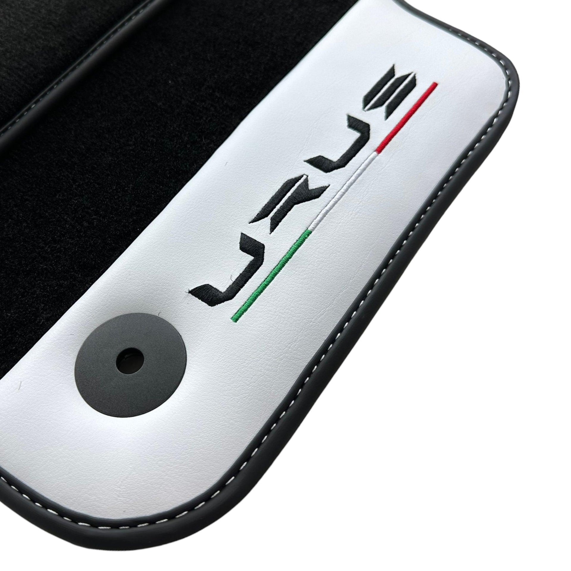 Black Floor Mats for Lamborghini Urus With White Leather - AutoWin