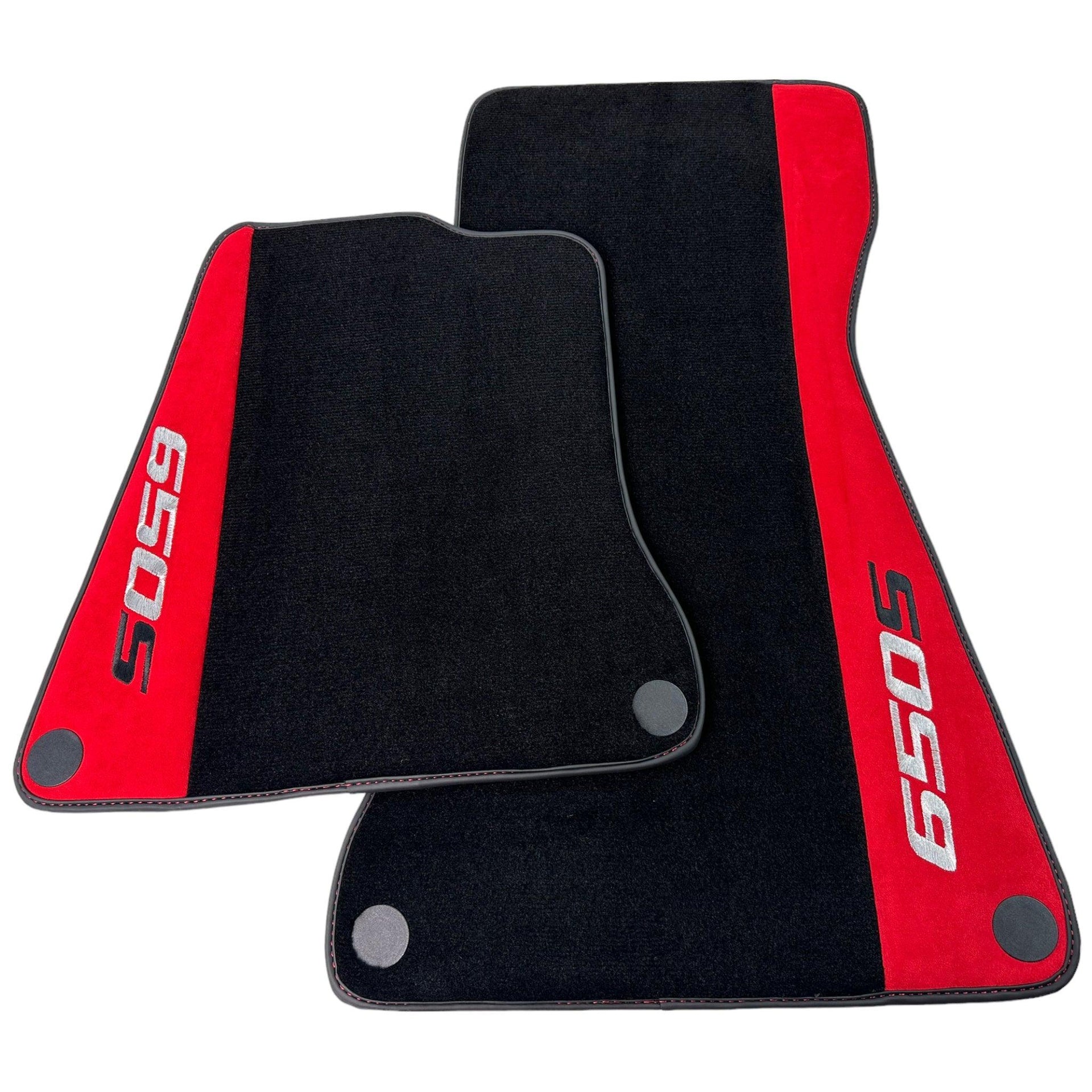 Black Floor Mats For McLaren 650S Black Tailored With Red Alcantara Leather - AutoWin