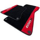 Black Floor Mats For McLaren 650S Black Tailored With Red Alcantara Leather - AutoWin