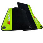 Black Floor Mats For McLaren 720S Year 2017-2021 With Green Leather - AutoWin