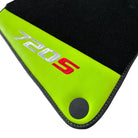 Black Floor Mats For McLaren 720S Year 2017-2021 With Green Leather - AutoWin