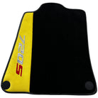 Black Floor Mats For McLaren 720S Year 2017-2021 With Yellow Leather - AutoWin