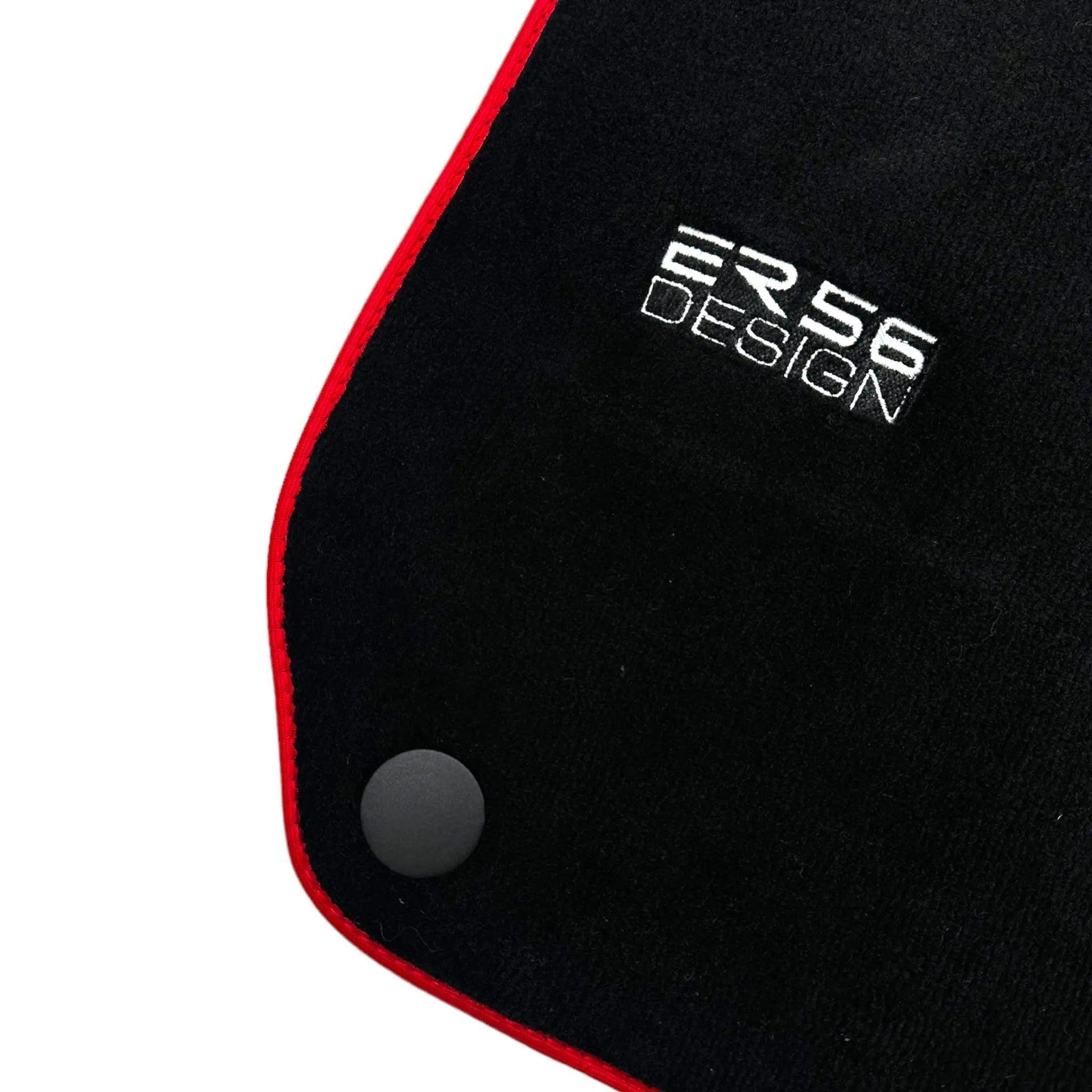 Black Floor Mats For Mercedes-Benz C Class W204 Coupe 2012-2015 ER56 Design with Red Trim - AutoWin