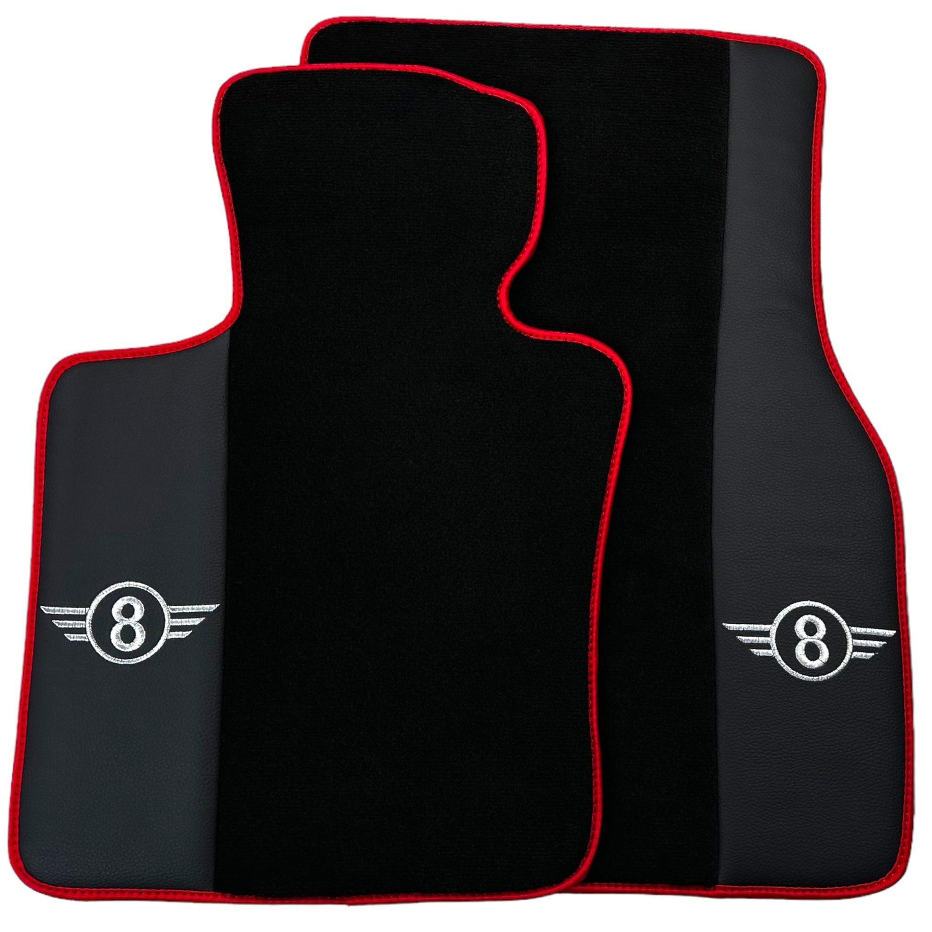 Black Floor Mats for Mini Clubman F54 (2015-2019) With Leather | Red Trim - AutoWin
