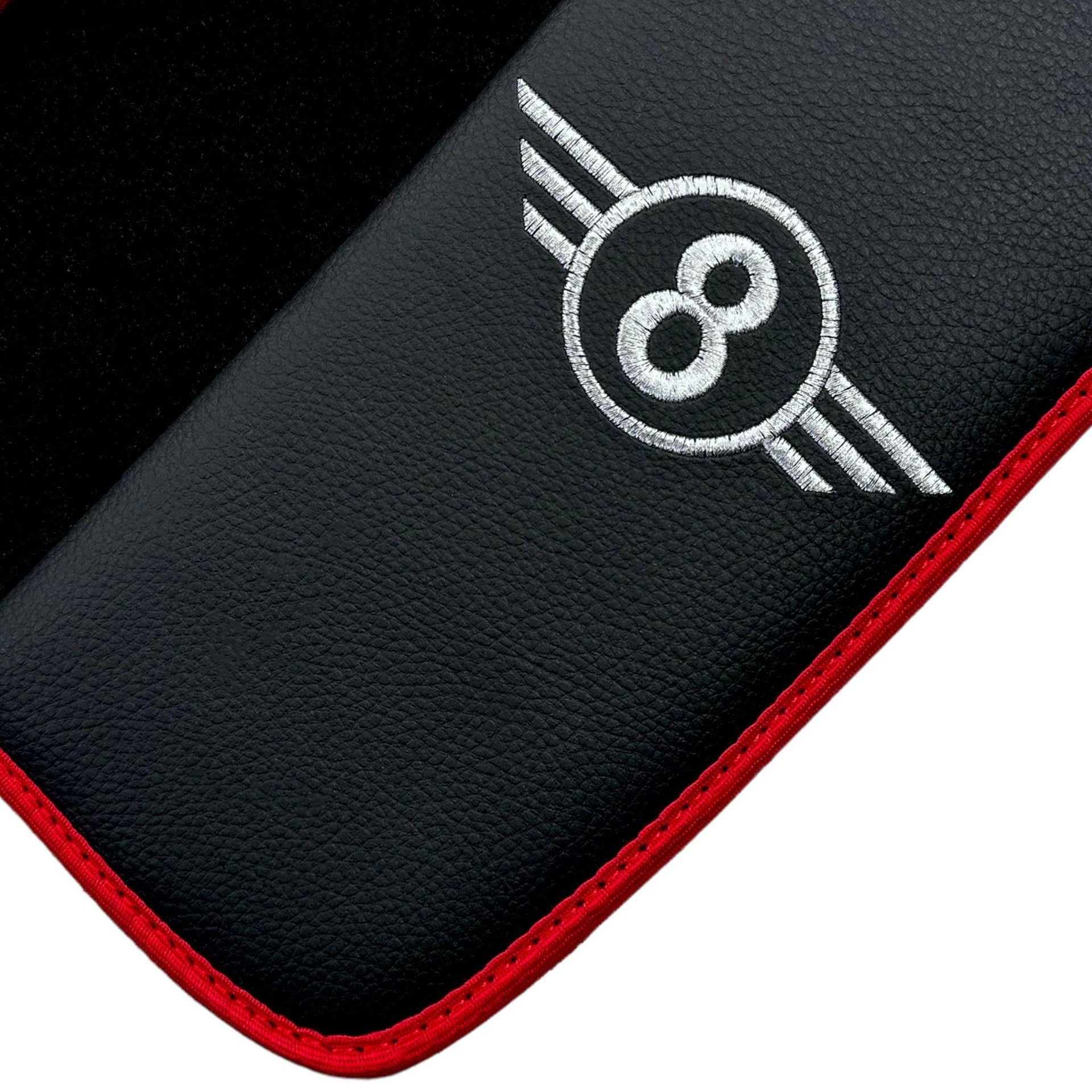 Black Floor Mats for Mini Clubman F54 (2019-2023) With Leather | Red Trim - AutoWin