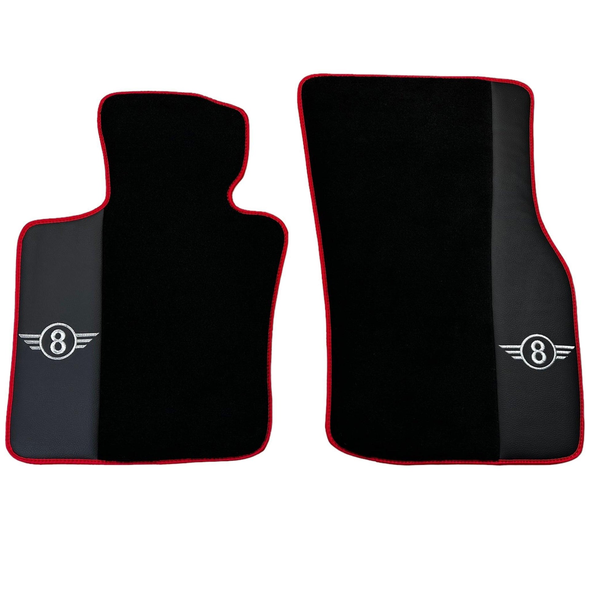 Black Floor Mats for Mini Cooper / One F56 3-doors (2014-2023) With Leather | Red Trim - AutoWin