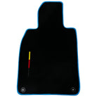 Black Floor Mats for Porsche 911 - 992 (2019-2024) with Blue Trim - AutoWin