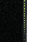 Black Floor Mats for Porsche 981 Boxster (2013-2016) with Green Leather ER56 Design - AutoWin