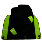 Black Floor Mats for Porsche Macan (2014-2023) with Green Leather ER56 Design - AutoWin