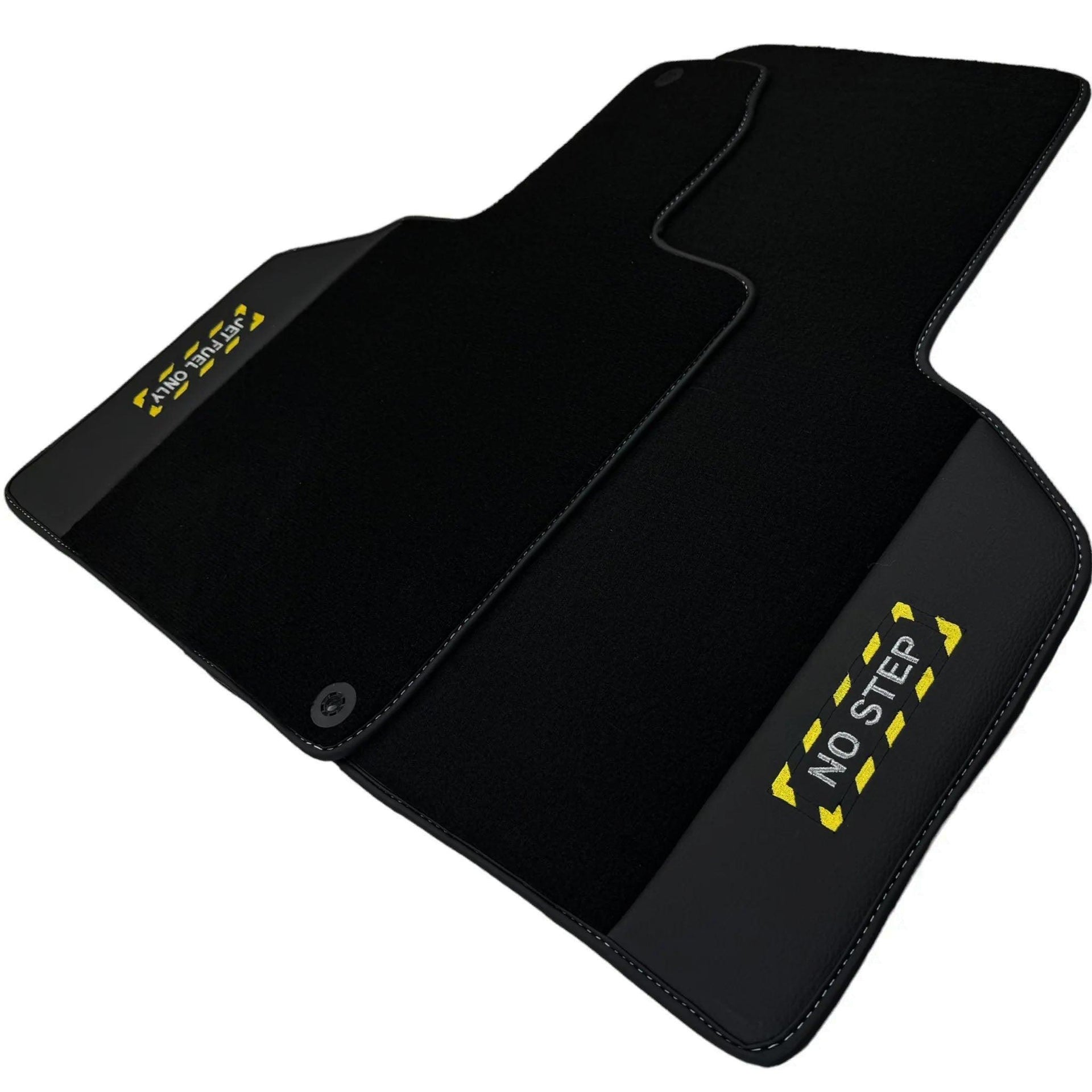 Black Floor Mats with Leather for Lamborghini Gallardo (2004-2014) - Fighter Jet Edition - AutoWin