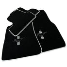 Black Floor Mats with White Trim For Ford Mustang V (2004-2010) With Pony - AutoWin