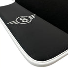 Black Floor Mats for Mini Cooper F56 (2013-2022) with Leather | White Trim - AutoWin