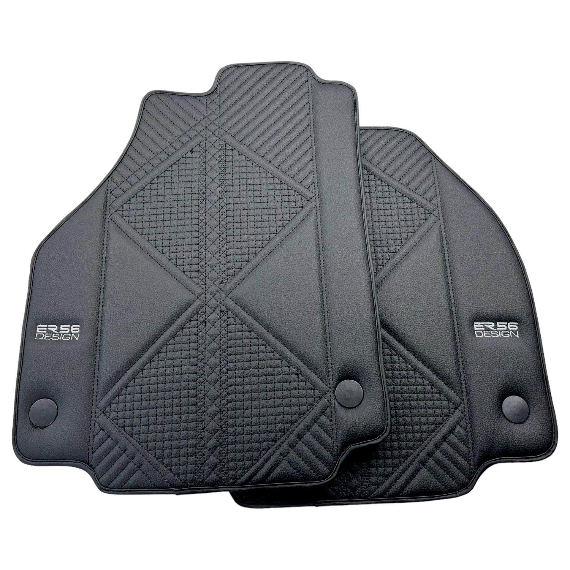 Black Leather Floor Mats For Ferrari 458 GT2 (2012-2015) ER56 Design - AutoWin
