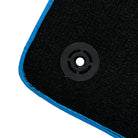 Black Leather Floor Mats For Lamborghini Aventador with Blue Trim - AutoWin