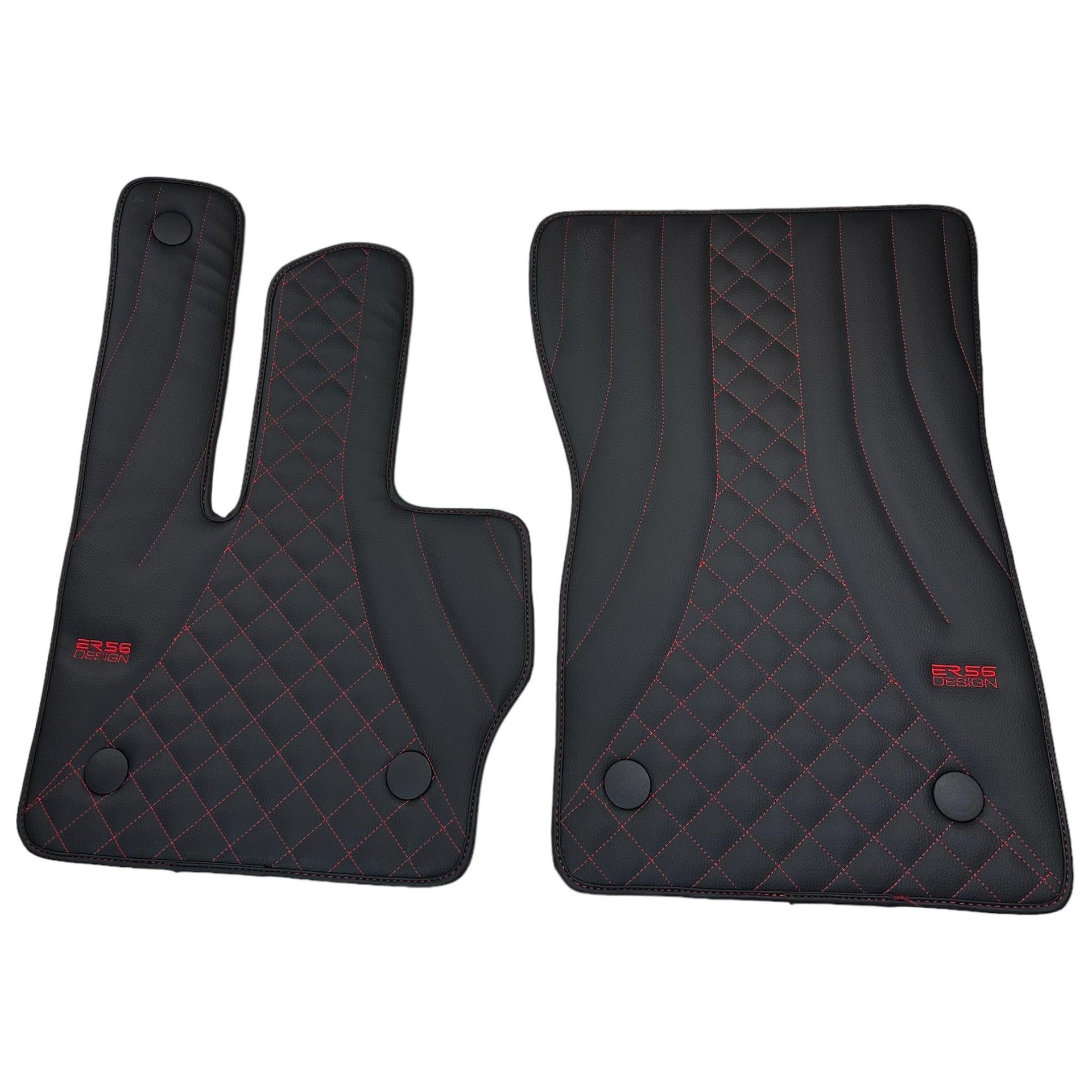 Black Leather Floor Mats for Mercedes-Benz G Class W463 2019-2022 ER56 Design - AutoWin