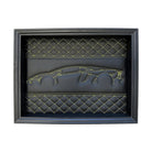 Black Leather Lamborghini Aventador Inspired Wall Art: Embroidered Yellow Stitch - AutoWin