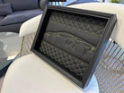 Black Leather Lamborghini Aventador Inspired Wall Art: Embroidered Yellow Stitch - AutoWin