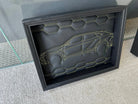 Black Leather Lamborghini Urus Inspired Wall Art: Embroidered Yellow Stitch - AutoWin