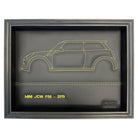 Black Leather Mini F56 Inspired Wall Art: Embroidered Yellow Stitch - AutoWin